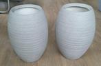 2 grote bloempotten lichtgrijs, hoogte 35 cm, Ophalen, Kunststof, Gebruikt, 40 cm of meer