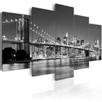 906 Zwart Wit New York 5 Luik Canvas Schilderij 200x100cm, Ophalen of Verzenden