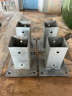 4 stuks  paalhouders 7 x7 cm Grondplaat 15 x 15 cm, Doe-het-zelf en Verbouw, IJzerwaren en Bevestigingsmiddelen, Ophalen of Verzenden