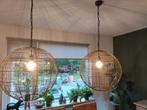 Twee hanglampen draad bronskleurig, doorsnede 55cm, Huis en Inrichting, Lampen | Hanglampen, Ophalen, Zo goed als nieuw, Metaal