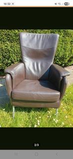 "MONTIS"FAUTEUIL,BRUIN ECHT LEDER,€ 25,-ZIE OOK MIJN OV.ADV., Huis en Inrichting, Ophalen, 75 tot 100 cm, Zo goed als nieuw, Metaal