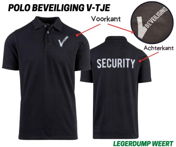 Security polo zwart met bedrukt V-tje, Kleding | Heren, Polo's, Nieuw, Zwart, Ophalen of Verzenden