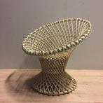 Jaren 50 60 vintage rotan wicker hoepel fauteuil Rohé, Huis en Inrichting, Fauteuils, Ophalen, Gebruikt, 75 tot 100 cm, Rotan