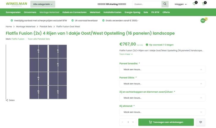 FlatFix Fusion montageset Oost-West Landscape bijv. 4x4, Doe-het-zelf en Verbouw, Zonnepanelen en Toebehoren, Gebruikt, Overige typen