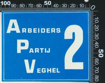 Sticker: Arbeiders Partij Vegehl beschikbaar voor biedingen
