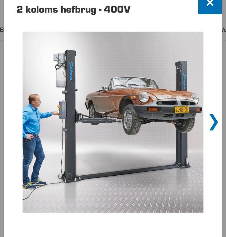 2 koloms hefbrug 400V Datona ( nieuw compleet op pallet ), Auto diversen, Autogereedschap, Ophalen of Verzenden
