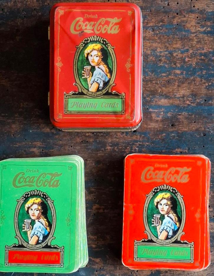 COCA COLA blik met speelkaarten.  Compleet.  Ca '50/'70., Verzamelen, Merken en Reclamevoorwerpen, Zo goed als nieuw, Overige typen