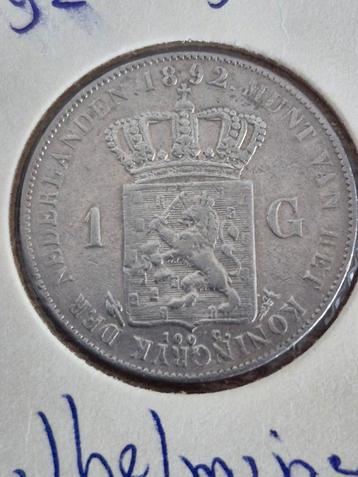 1 Gulden 1892 - Koningin Wilhelmina beschikbaar voor biedingen