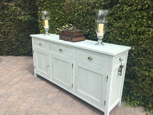 Schitterende XL-TEAK dressoir met tekst en haakje, Huis en Inrichting, Kasten | Dressoirs, 25 tot 50 cm, Ophalen