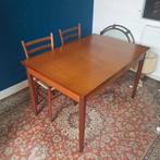 Vintage eetkamer tafel in teak en fineer, Huis en Inrichting, Tafels | Eettafels, Ophalen