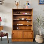 Vintage teak Kast Boekenkast met 2 schuifdeuren, Zo goed als nieuw, X, 150 tot 200 cm, 25 tot 50 cm