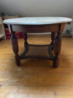 eikenhouten salontafel met gevlochten biezen onderblad, Ophalen, Gebruikt, 100 tot 150 cm, 50 tot 75 cm