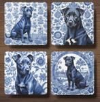 Patterdale Terriër Delfts Blauw onderzetters met houder, Ophalen of Verzenden, Nieuw, Glas of Kopje