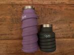 NIEUW! Que opvouwbare drinkfles 355 ml donkergrijs & paars, Ophalen of Verzenden, Nieuw