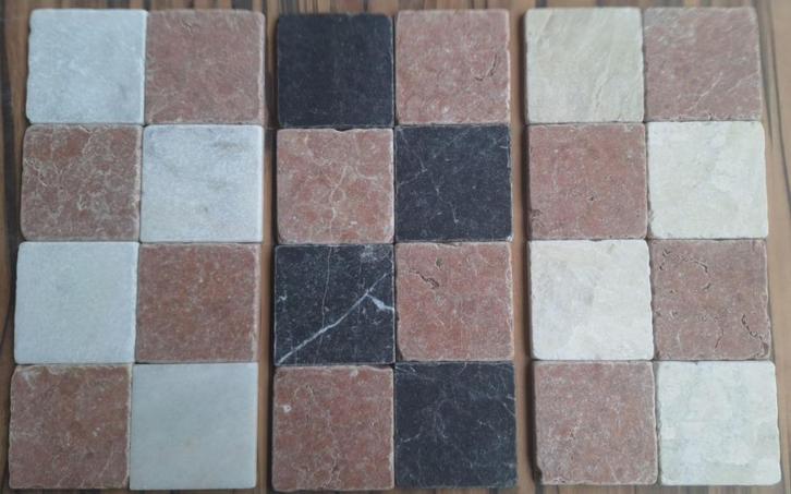 Italiaans verouderd marmer 10x10x1cm beige en/of rood, Doe-het-zelf en Verbouw, Tegels, Nieuw, Vloertegels, Marmer, Minder dan 20 cm