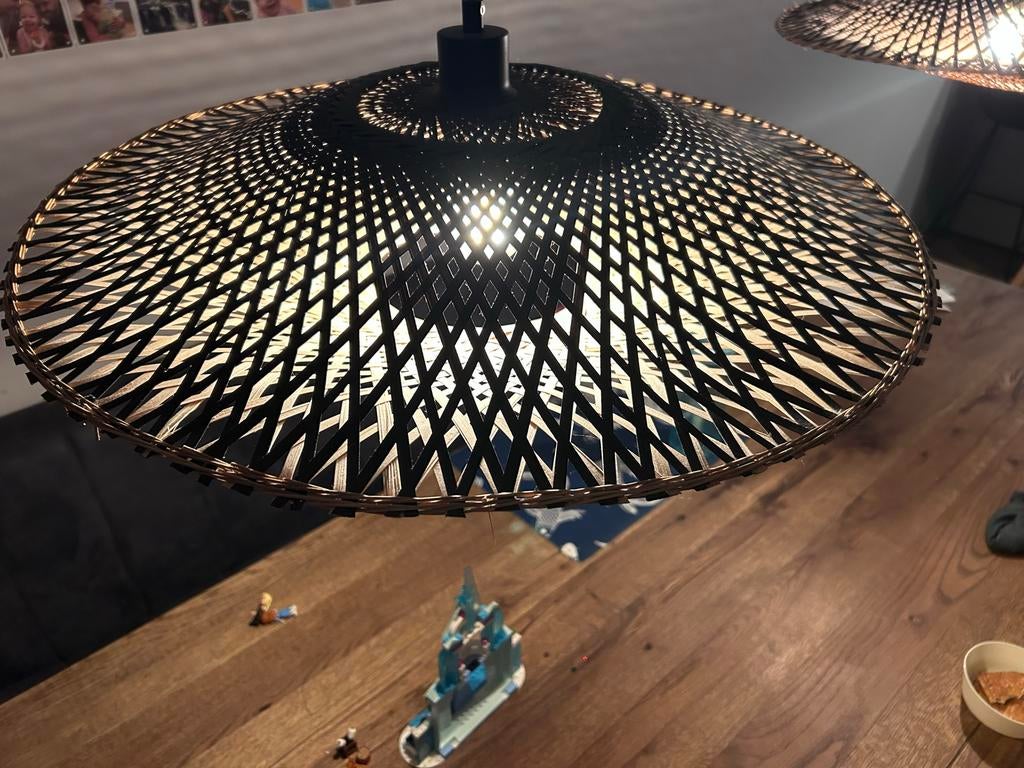 Good&Mojo rieten hanglamp 60cm - excl. kapje, Huis en Inrichting, Lampen | Hanglampen, Ophalen, Gebruikt, Overige materialen, Minder dan 50 cm