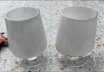 2 st zware Theelicht Houder . Glas Wit . Zgan ., Ophalen of Verzenden, Zo goed als nieuw, Wit, Minder dan 25 cm