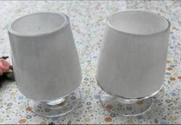 2 st zware Theelicht Houder . Glas Wit . Zgan . beschikbaar voor biedingen