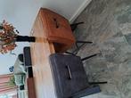 Hele mooie mango tafel + 4 stoelen met handvat op de rug, Huis en Inrichting, Complete eetkamers, Ophalen of Verzenden, Zo goed als nieuw