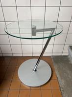 Bijzettafel van glas en staal, Minder dan 55 cm, Rond, Ophalen, 45 tot 60 cm