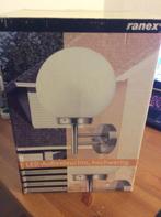 Ranex buitenlamp RVS edelstaal met Glazen bol melkwit., Tuin en Terras, Buitenverlichting, Ophalen of Verzenden, Nieuw, Rvs, Wandlamp