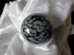 Mooie Zilveren Ring met Sneeuwvlok Obsidiaan - maat 16,5, Ophalen of Verzenden, Zilver, Ring, Met edelsteen
