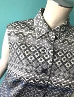Vintage originele jaren 70 jurk grijs/blauw maat 44, Verzenden, Maat 42/44 (L), Vintage, Grijs