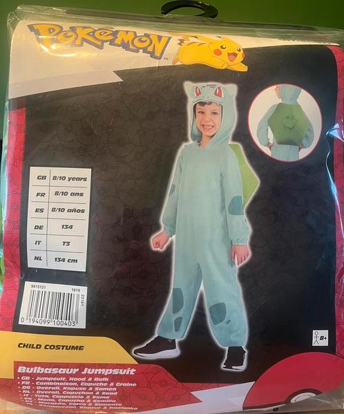 Bulbasaur Pokémon verkleedset, Kinderen en Baby's, Carnavalskleding en Verkleedspullen, Gebruikt, Jongen of Meisje, 134 t/m 140