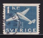 1032 - Zweden michel 238A gestempeld Postvliegtuig Junkers J, Postzegels en Munten, Postzegels | Europa | Scandinavië, Ophalen of Verzenden