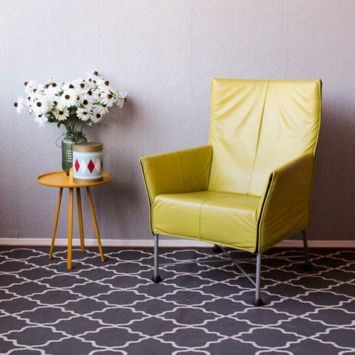 2 Montis Charly fauteuils Limegroen , zwart frame, Huis en Inrichting, Fauteuils, Zo goed als nieuw, Leer, Ophalen of Verzenden