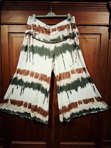 mooie tie dye broek crème groen bruin 54/56 beschikbaar voor biedingen