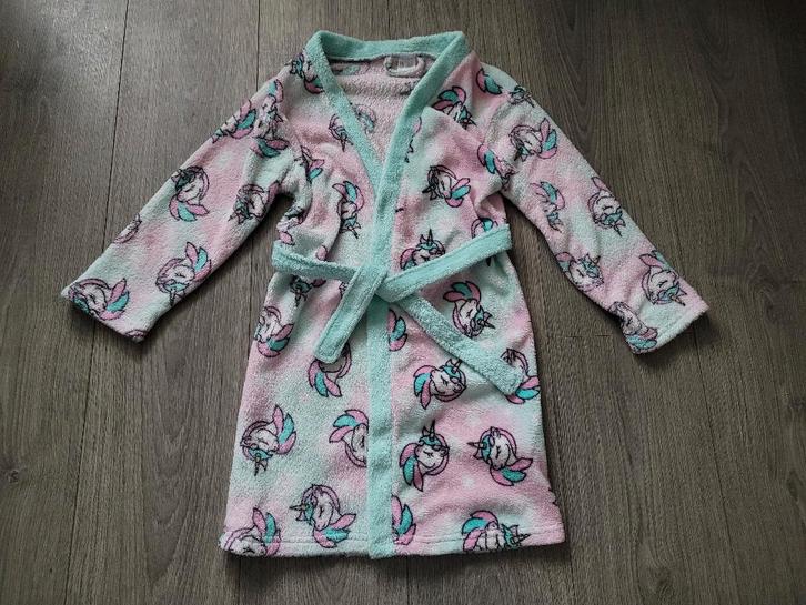 Gekleurde unicorn badjas maat 116/122 ~ SJ2117, Kinderen en Baby's, Kinderkleding | Maat 116, Zo goed als nieuw, Meisje, Nacht- of Onderkleding