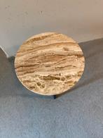 Bruin beige marmeren bijzettafel, Ophalen, Rond, Minder dan 55 cm, 45 tot 60 cm