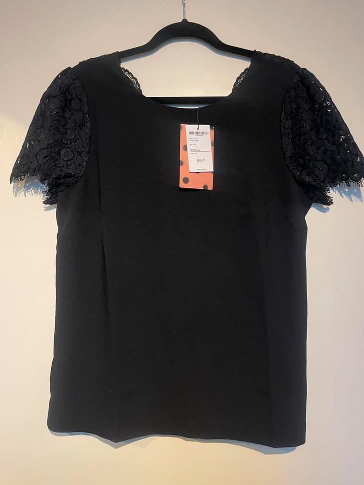 Steps zwarte blouse met kanten details /  korte mouw maat 40, Kleding | Dames, Blouses en Tunieken, Zo goed als nieuw, Maat 38/40 (M)