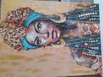 Canvas schilderij afrikaanse vrouw, Huis en Inrichting, Ophalen of Verzenden, Zo goed als nieuw, Schilderij, 75 cm of meer