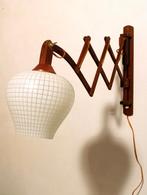 Jaren 50 schaarlamp XL in teak vintage mid-century design, Gebruikt, -, -, Ophalen of Verzenden
