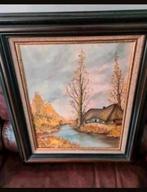 Schilderij met landschap en huis 1986, Ophalen of Verzenden