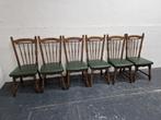 6 massief donker eiken eetkamerstoelen, Ophalen, Gebruikt, Bruin, /