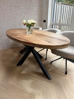 Ovalen mangohouten eettafel 200 cm, Ophalen, 100 tot 150 cm, 200 cm of meer, Zo goed als nieuw