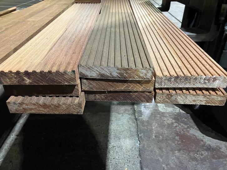 Hardhout-Azobe-planken-terrasdelen-steigerdelen-vlonderdelen, Tuin en Terras, Terrasdelen en Vlonders, Nieuw, Hout, Ophalen