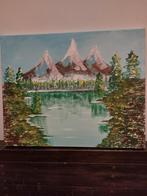 Bob Ross Stijl Schilderij - 50x60 cm, Antiek en Kunst, Kunst | Schilderijen | Klassiek, Ophalen of Verzenden