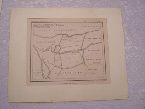 landkaartje 1866 van Oud Alblas (Molenlanden) gedetailleerd, Boeken, Atlassen en Landkaarten, Zo goed als nieuw, Landkaart, Nederland