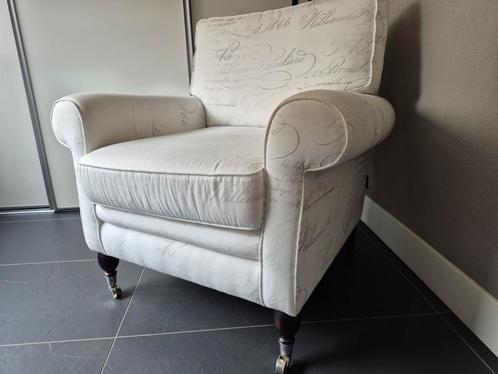 Roomwitte fauteuil, Huis en Inrichting, Fauteuils, Gebruikt, Stof, 75 tot 100 cm, Ophalen