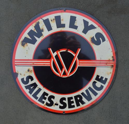 Willys sales service ‘roestig’ bord leger jeep CJ5 CJ7, Verzamelen, Merken en Reclamevoorwerpen, Nieuw, Reclamebord, Ophalen of Verzenden