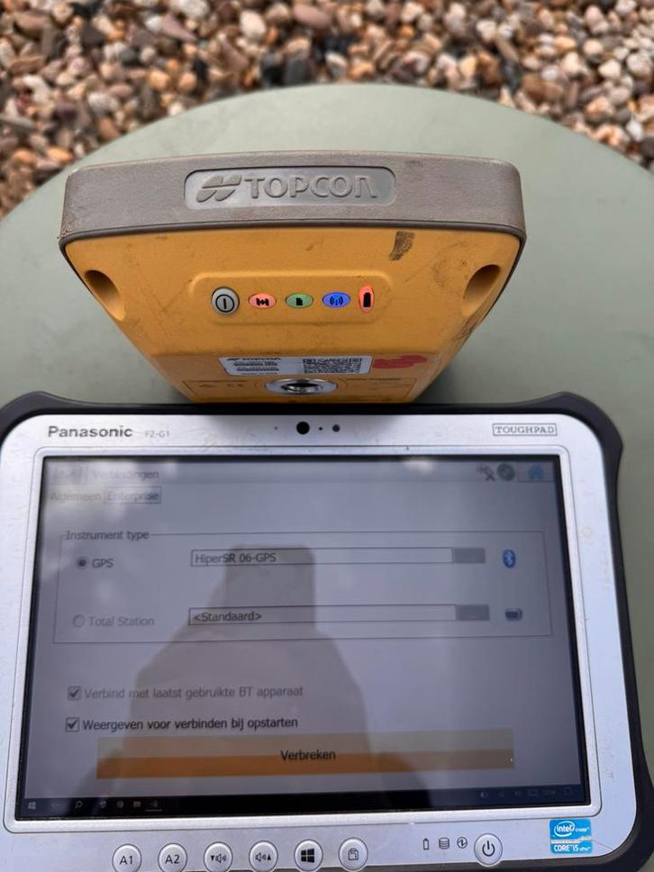 Topcon Hiper SR GPS Set met Panasonic FZ-G1 Tablet, Doe-het-zelf en Verbouw, Meetapparatuur, Gebruikt, Afstand, Ophalen of Verzenden