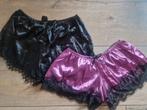 Satijn shorts met kant xl, Ophalen of Verzenden, Zwart, Broekje of Short