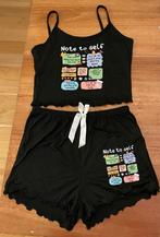 Zwarte Pyjama Set met Print - Top en Broek - Maat M, Ophalen of Verzenden, Nieuw, Maat 38/40 (M)