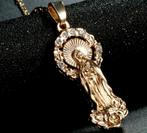 18K goud verguld Maagd Maria kettinghanger met zirkonen, Sieraden, Tassen en Uiterlijk, Kettinghangers, Overige materialen, Nieuw