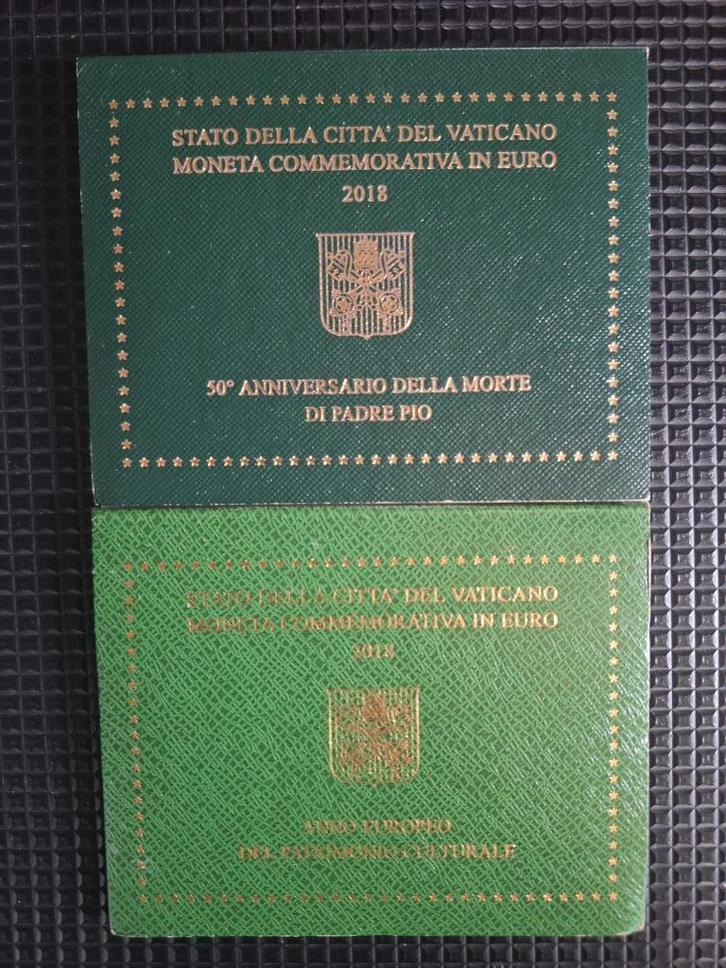 2 Euro Blisters 2018 Vaticaan: Cultureel Erfgoed & Pater Pio, Postzegels en Munten, Munten | Europa | Euromunten, 2 euro, Vaticaanstad
