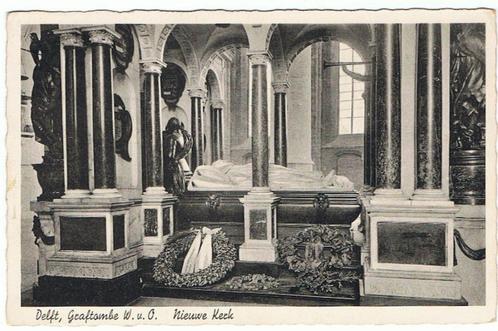 Delft,  Graftombe Willem van Oranje in Nieuwe Kerk - 1941, Verzamelen, Ansichtkaarten | Nederland, Gelopen, Zuid-Holland, 1940 tot 1960